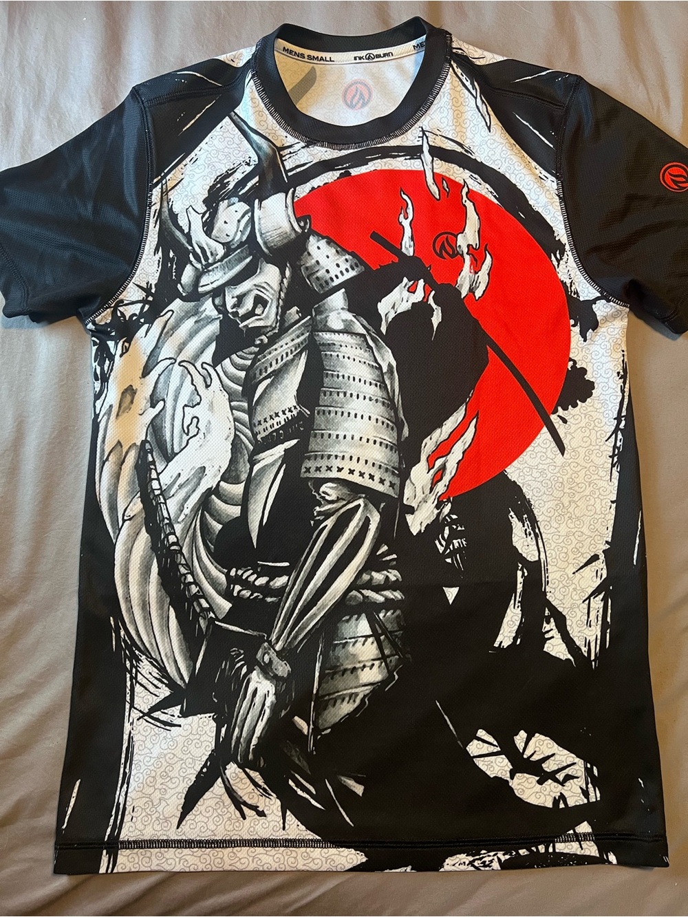 INKnBURN Men’s Samurai Graphic Short Sleeve Shirt - Black/Red